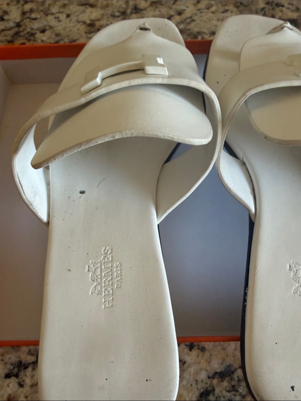 Hermes White Leather Women Slide Sandals - Picture 8 of 13